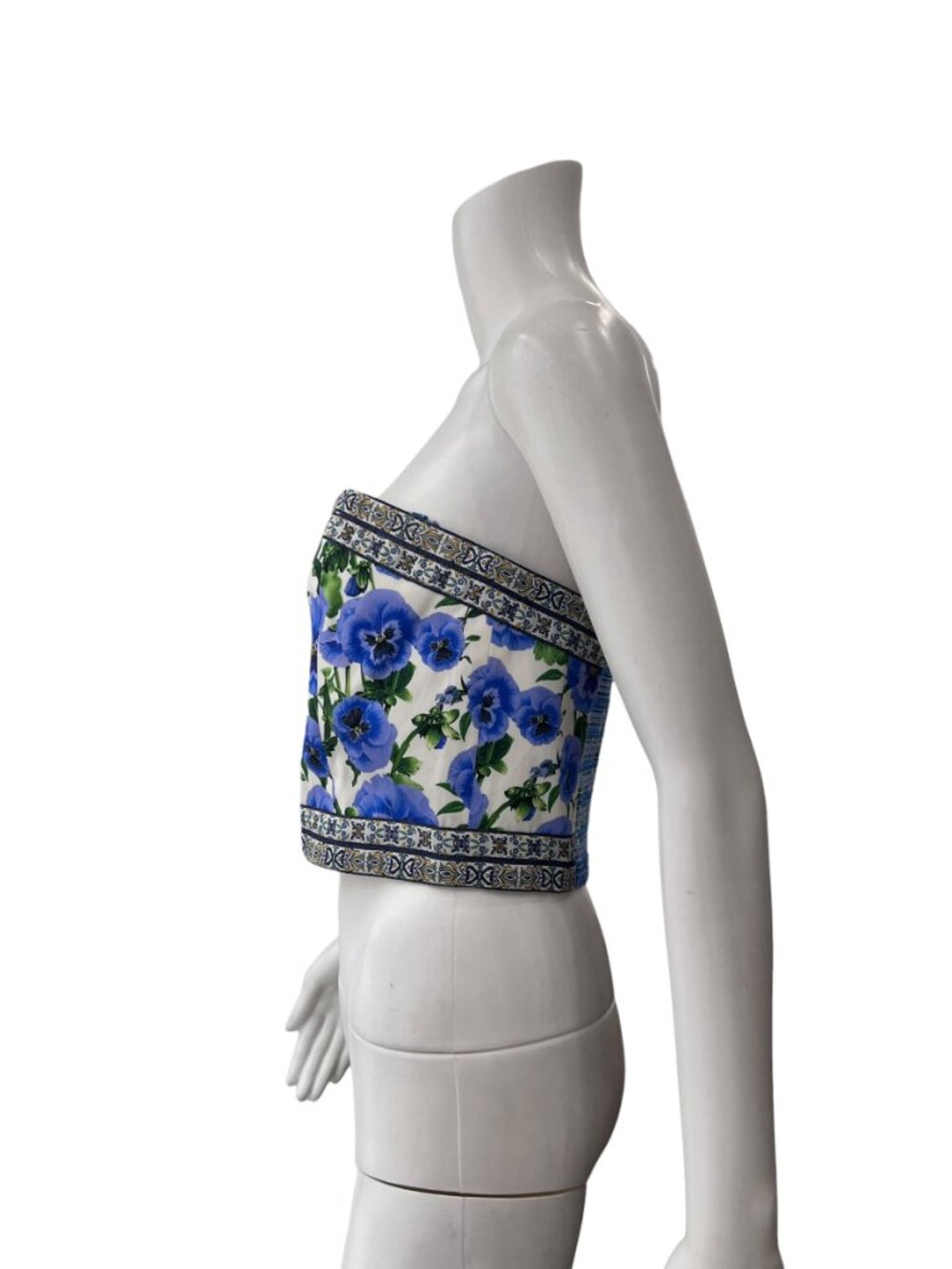$250 Alice + Olivia Blue Perect Pansy Bandeau Ceresi Top size 12 - Picture 6 of 8